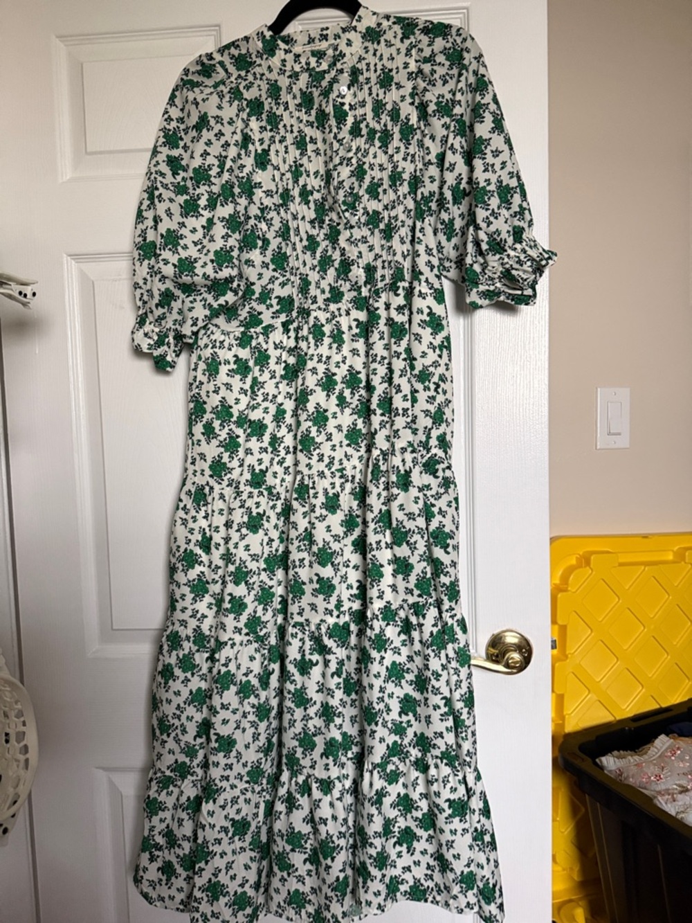 Green Floral Tiered Maxi Dress